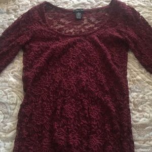 Burgundy Lace Top